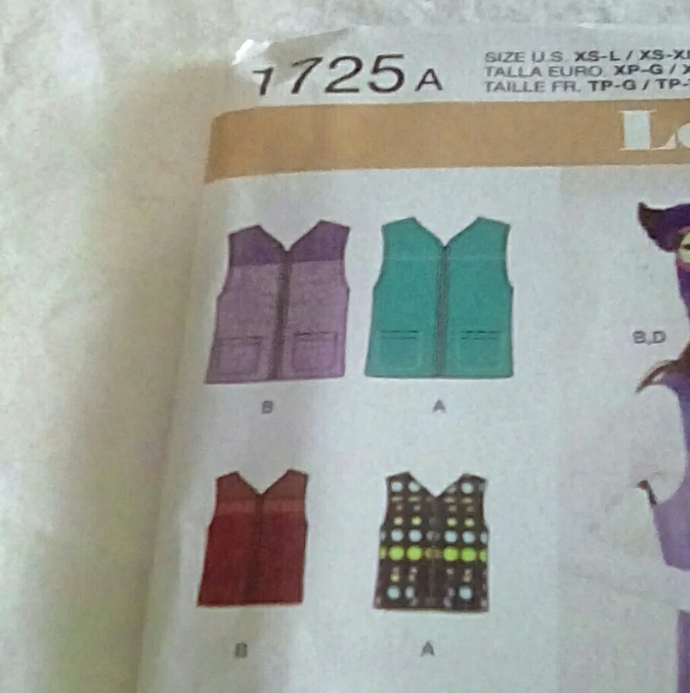 Simplicity 1725 Learn to Sew vests & hats